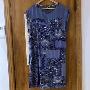 Blue paisley and patchwork print dress - Sleeveless - Size M